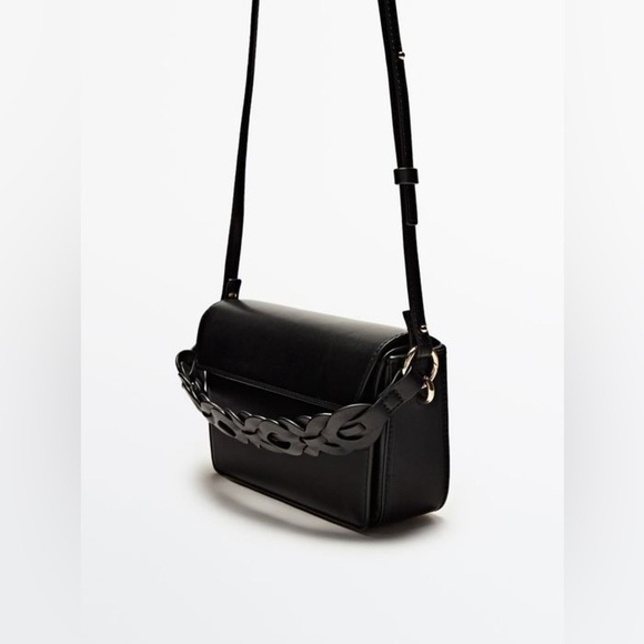 Massimo Dutti Black Leather Crossbody with interwoven handle. NWT. $299. - Picture 1 of 5
